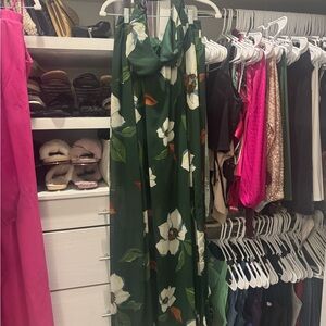Fashion Nova Dark Green Floral Maxi Dress